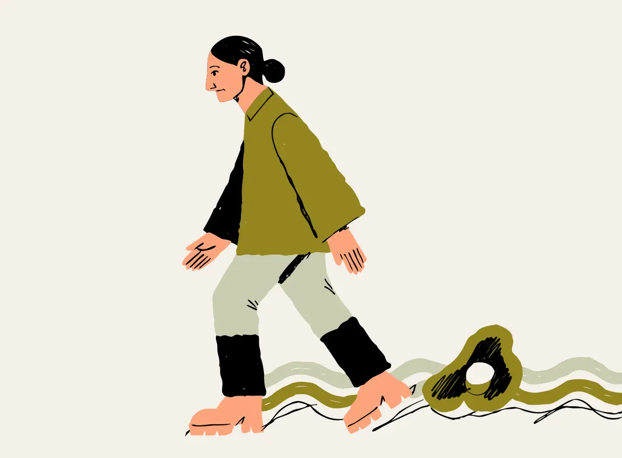 보행과 자세 변화를 표현한 파킨슨병 의료 일러스트